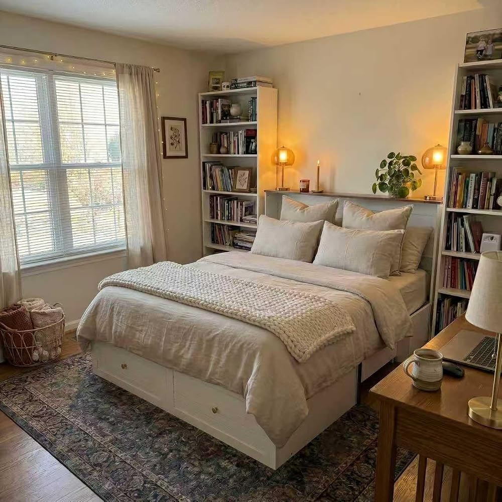 Queen Murphy Bed with Charging Station, Cabinet Beds with Storage