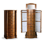 Hives and Honey Annette Standing Jewelry Armoire, Locking Jewelry Cabinet, 7 Drawers, Necklace Hooks, Mirror, Secure Storage, Dual-Sided Doors, Handcrafted Antique Finish, Elegant Organizer, Walnut