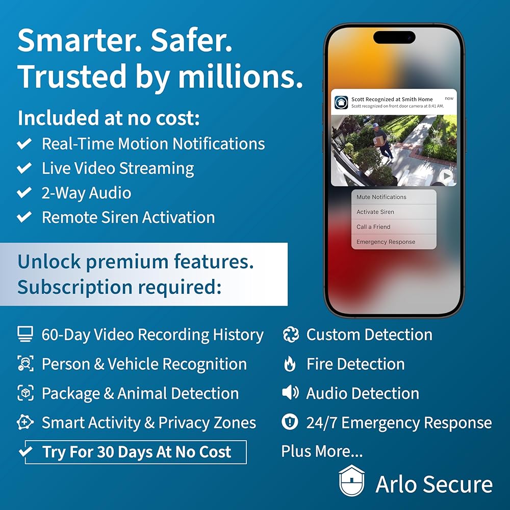 Arlo Ultra 2 Spotlight Camera 4K HDR (2 Cameras, SmartHub Included &amp; Required) | Wireless Home Security Camera | Color Night Vision, Motion Sensor, 180º View, 2-Way Audio, White