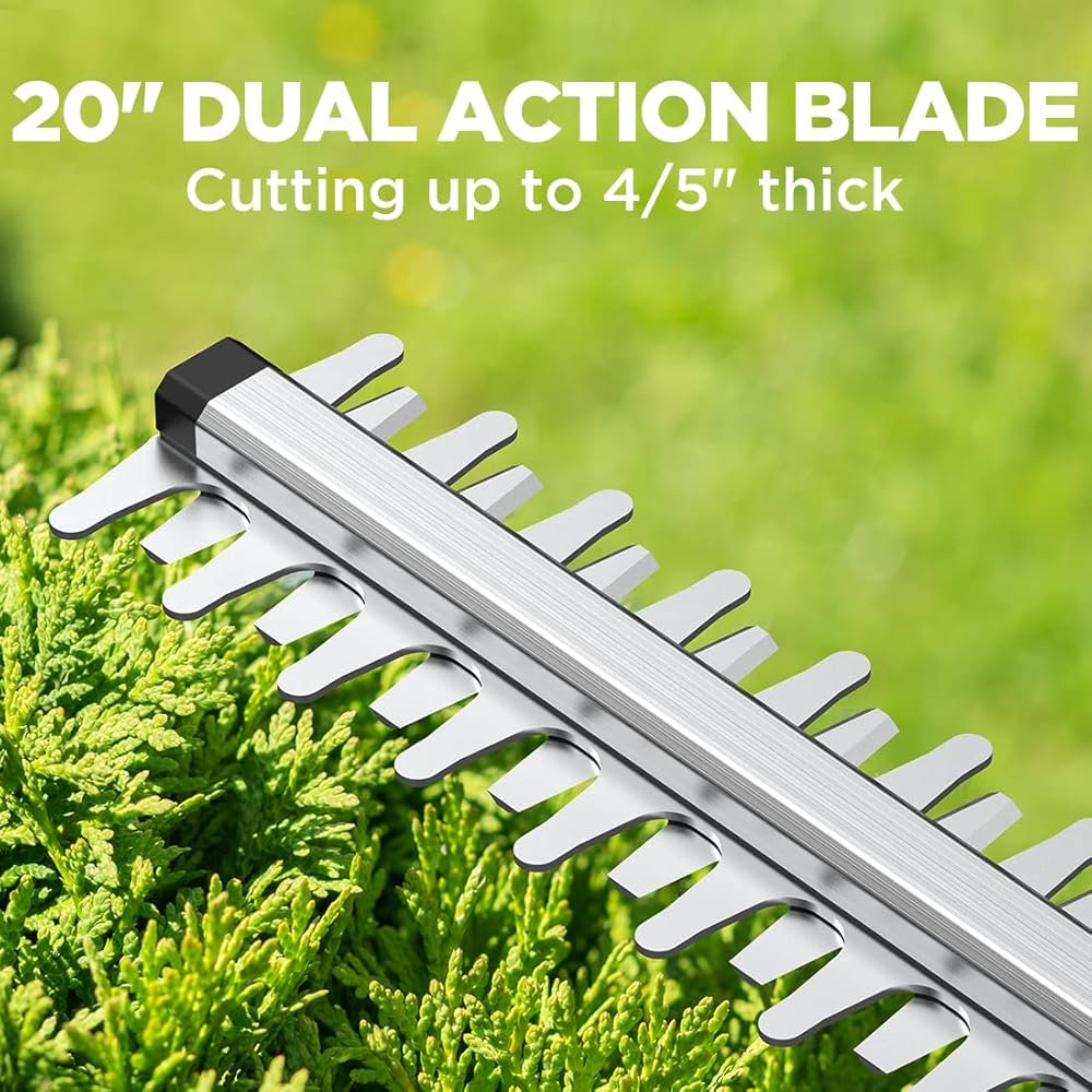 Litheli 20V Cordless Hedge Trimmer 20" (0.8" Cut), Handheld Shrub/Bush Trimmer, Lightweight Shrub/Bush Trimmer for Thick Branches, Yard, Garden (2.0Ah Battery Incl.)