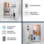 Coors Light Refrigerator Mini Fridge For Kitchen, Bedroom, Office, Dorms, Cuarto, Cool Storage For Wine, Drink, Beverages, Compact Free Standing, Neveras Pequeñpara, 3.2 Cubic Feet Capacity, White