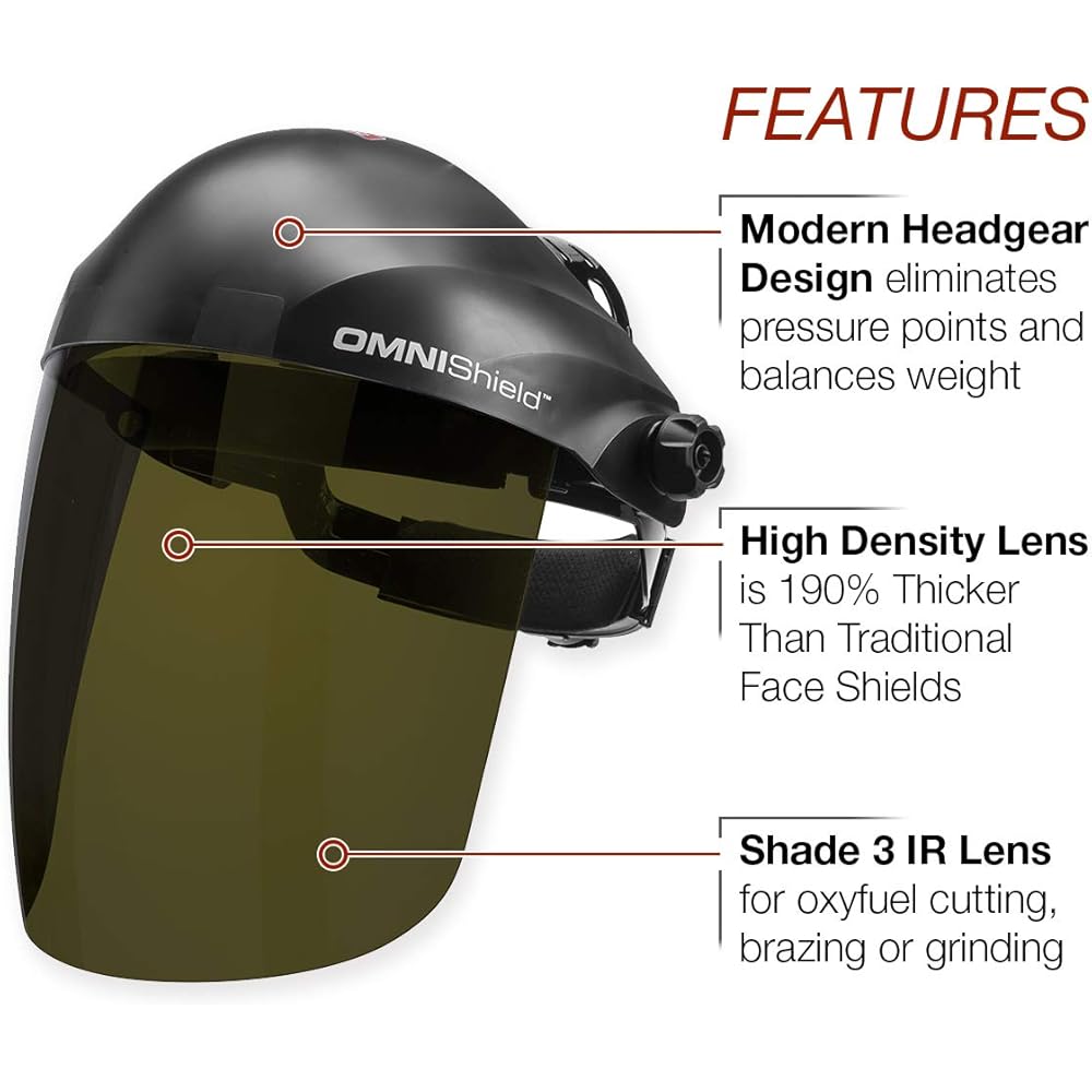 Lincoln Electric OMNIShield Professional Face Shield Shade 3 IR Lens Premium Headgear K3753-1