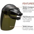 Lincoln Electric OMNIShield Professional Face Shield Shade 3 IR Lens Premium Headgear K3753-1