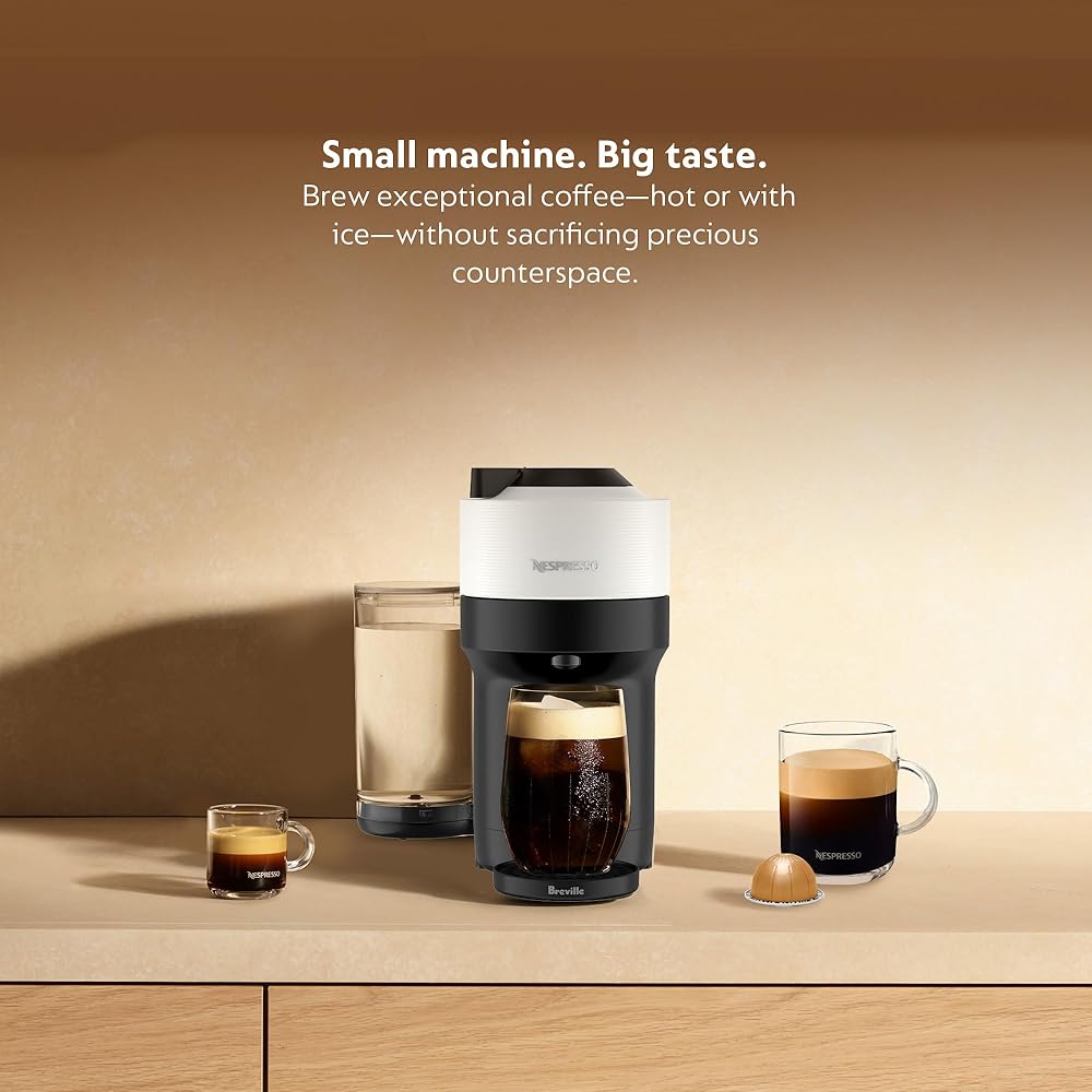 Nespresso Vertuo Pop+ Coffee and Espresso Maker by Breville with Milk Frother, Coconut White