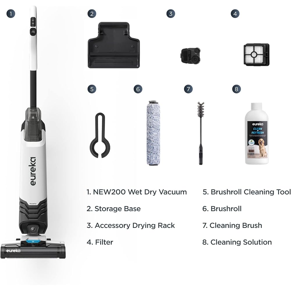 Eureka All in One Wet Dry Vacuum Cleaner and Mop for Multi-Surface Lightweight Self-Cleaning System, for Hard Floors and Area Rugs, 2-in-1, Corded