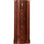 Hives and Honey Robyn Traditional Standing Jewelry Armoire Cabinet, Antique Locking Storage Organizer with Mirror, 8 Drawers, Necklace Hooks, Anti-Tarnish Lining, Cherry