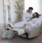 Storkcraft Serenity Glider Recliner Nursery Chair with USB Charging Port (Ivory) – Premium Upholstered Nursery Glider Recliner with Manual Recline Function, Dual USB Charging