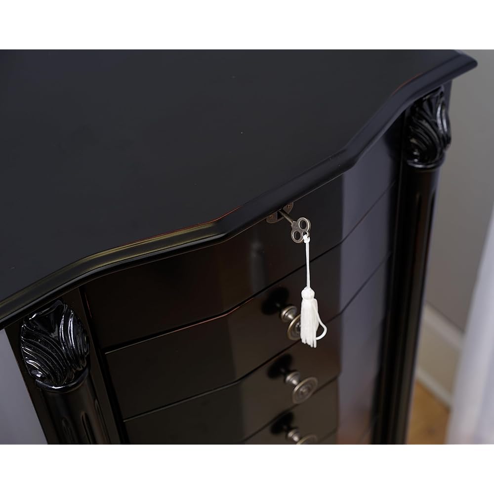 Hives and Honey Roman Jewelry Armoire Locking Jewelry Storage Organizer, Black