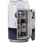 Corona 8 Can Portable Mini Fridge w/ 12V DC and 110V AC Cords, 5.4L (5.7 qt) Beer Can Shaped Personal Cooler, White, Travel Fridge for Beer, Snacks, Lunch, Drinks, Home, Office, Bar, Dorm, RV
