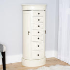 Hives &amp; Honey Bailey Oval Standing Jewelry Armoire Cabinet, Jewelry Storage Organizer with Mirror Lid, 2 Side Doors, 7 Drawers, Jewelry Chest, Jewelry Box for Necklace, Earring, Bracelet, Ivory