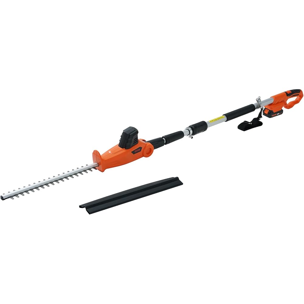 VEVOR Pole Cordless Hedge Trimmer, 20V Electric Bush Trimmer Kit with 18 inch Double-Edged Steel Blade, 74"-94" Telescoping Design for High Branches(2.0Ah Battery &amp; Fast Charger Included)
