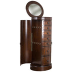 Hives and Honey Bailee Jewelry Armoire – Oval Shape Jewelry Organizer with 7 Drawers, Vanity Mirror, Ring Rolls &amp; Necklace Hooks – Walnut