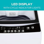 BLACK+DECKER Small Portable Washer, Washing Machine for Household Use, Portable Washer 1.7 cu.Ft with 8 Cycles, Transparent Lid &amp; LED Display