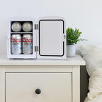 Coors Light 4L Portable Mini Fridge with 12V DC and 110V AC Cords, 6 Can Personal Cooler for Beer, Snacks, Lunch, Drinks, Desk Accessory for Home, Office, Bar, Dorm, Travel, Gray