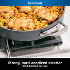 Ninja Foodi NeverStick Professional Hard-Anodized 4-Quart Sauté Pan with Glass Lid, Nonstick, Durable &amp; Oven Safe to 500°F, Salt Grey, C30140