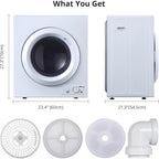 SXYCMY Clothes Dryer, Portable Laundry Dryer Dries Up to 13.2LB Compact Laundry Dryers, 3.5 cu.ft Front Load Tumble Stainless Steel Electric Dryer Machine with Stainless Steel Tub &amp; Easy Control Knob