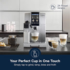De'Longhi Dinamica Plus Fully Automatic Espresso Machine Brew Personalized Coffee for up to 4 User Profiles, 24+ Recipes, Built in Grinder &amp; Automatic Milk Steam Wand with 3 Frother Modes