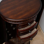 Hives and Honey Bailee Jewelry Armoire – Oval Shape Jewelry Organizer with 7 Drawers, Vanity Mirror, Ring Rolls &amp; Necklace Hooks – Walnut