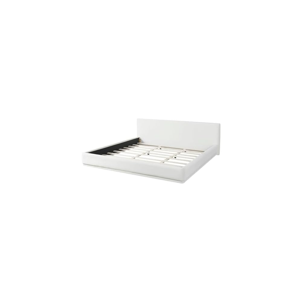 King Size Upholstered Bed with Velvet Fabric, Modern Upholstered Platform Bed with Headboard and Solid Frame for Bedroom, No Box Spring Needed, White