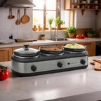 CULINARY CHEF SC3105-SS, Slow Cooker, Buffet Server 3 Pot, Food Warmer Stainless