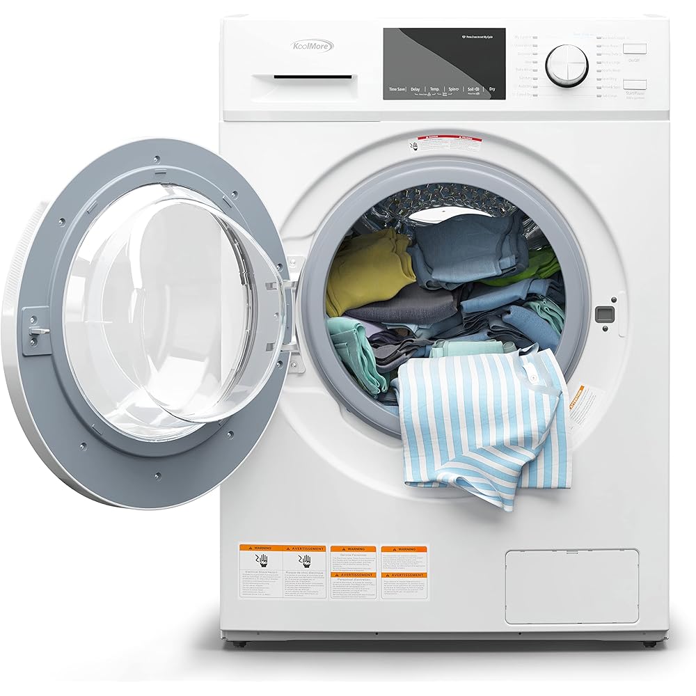 KoolMore 2-in-1 Front Load Washer and Dryer Combo, 2.7 Cu. Ft., for Apartment, Dorm, RV, 16 Wash and 4 Dry Cycles, Compact Space Saver [White] [120V] (FLC-3CWH)
