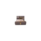 Lorenzo Modern Gold Detailed Tufted King Bed Made with Wood in River Sand Gray