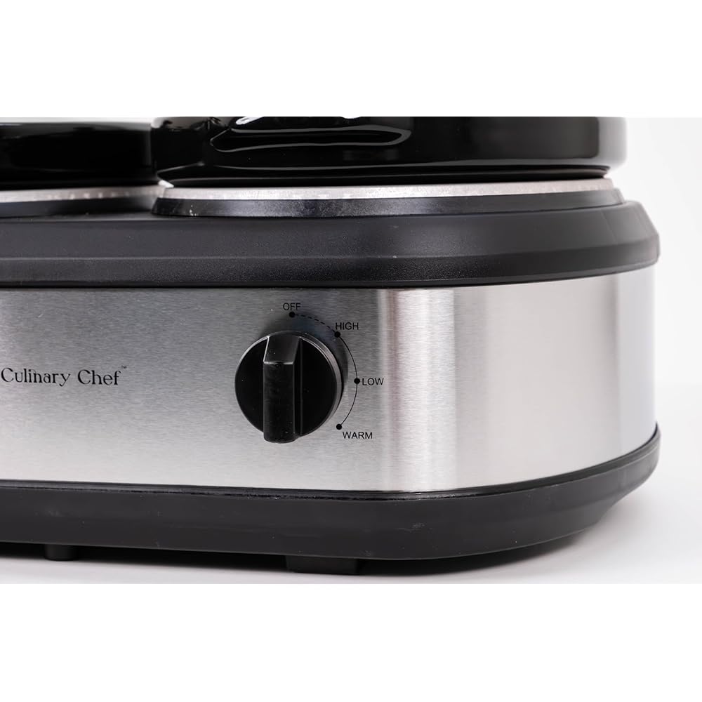 CULINARY CHEF SC3105-SS, Slow Cooker, Buffet Server 3 Pot, Food Warmer Stainless