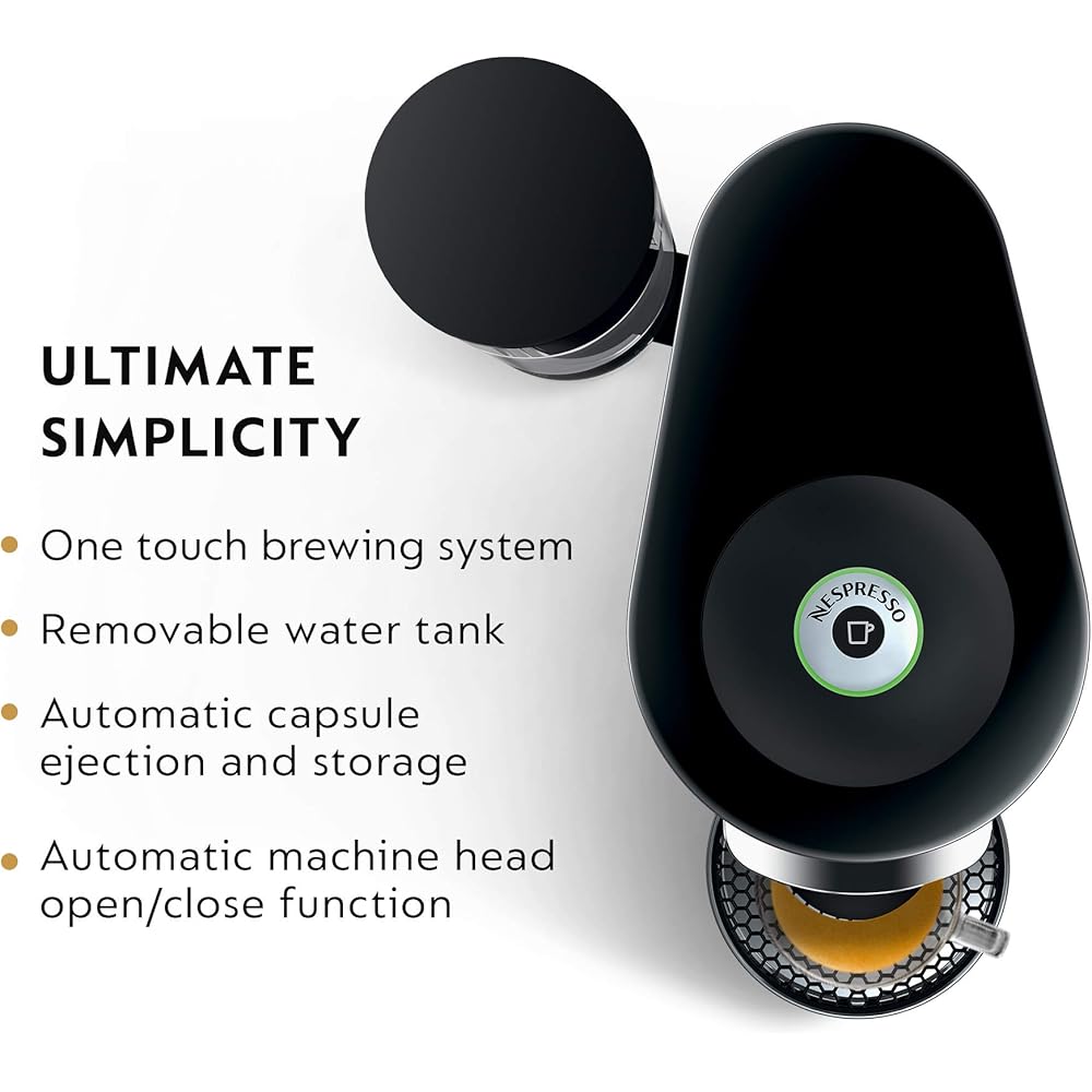 Nespresso VertuoPlus Deluxe Coffee and Espresso Machine Bundle with Aeroccino Milk Frother by De'Longhi, Black