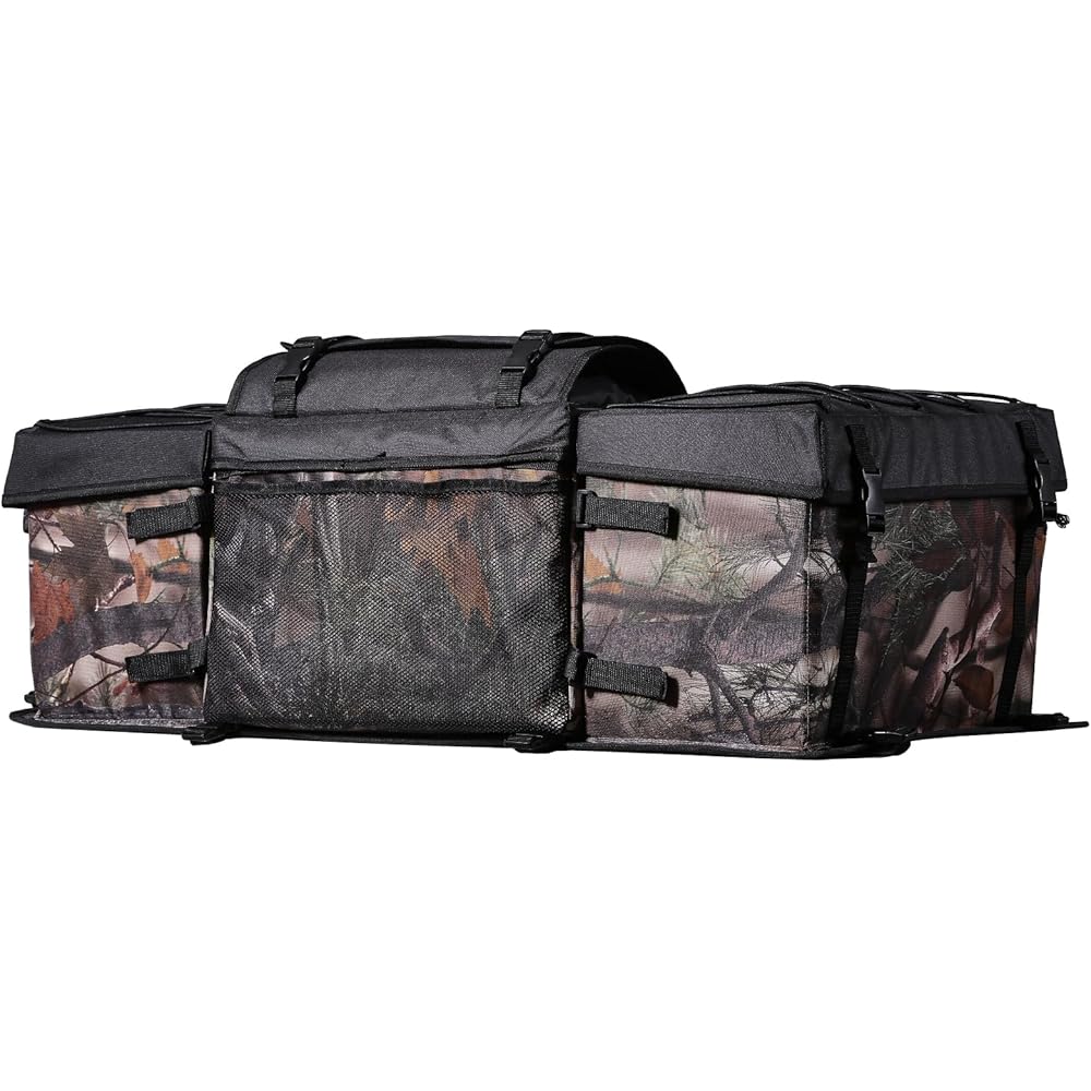 VEVOR ATV Rear Storage Bag, 68L ATV Rear Cargo Bag with Sponge Seat Cushion &amp; Bottle Holder, 600D Oxford Cloth Storage Rear Rack Seat Bag Fit Most ATVs with Rear Rack, Compatible with ATV, UTV, Can-Am