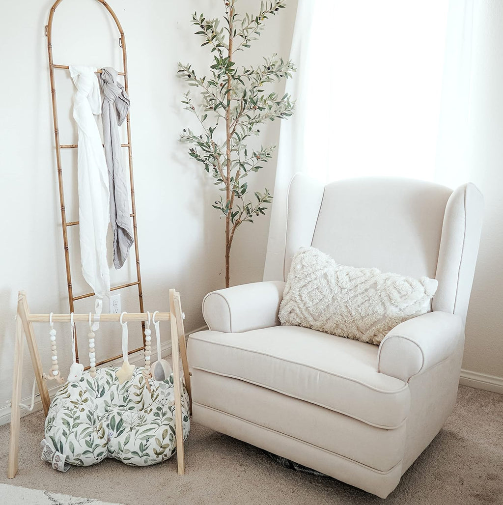Storkcraft Serenity Glider Recliner Nursery Chair with USB Charging Port (Ivory) – Premium Upholstered Nursery Glider Recliner with Manual Recline Function, Dual USB Charging