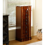 Hives and Honey Sheffield Traditional Standing Jewelry Armoire Cabinet, Antique Locking Storage Organizer with Mirror, 8 Drawers, Necklace Hooks, Anti-Tarnish Lining, Walnut