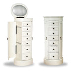 Hives and Honey Bailey Oval Standing Jewelry Armoire Cabinet, Jewelry Storage Organizer with Mirror Lid, Side Doors, 7 Drawers, Jewelry Chest, Jewelry Box for Necklaces, Earrings, Bracelets, Ivory