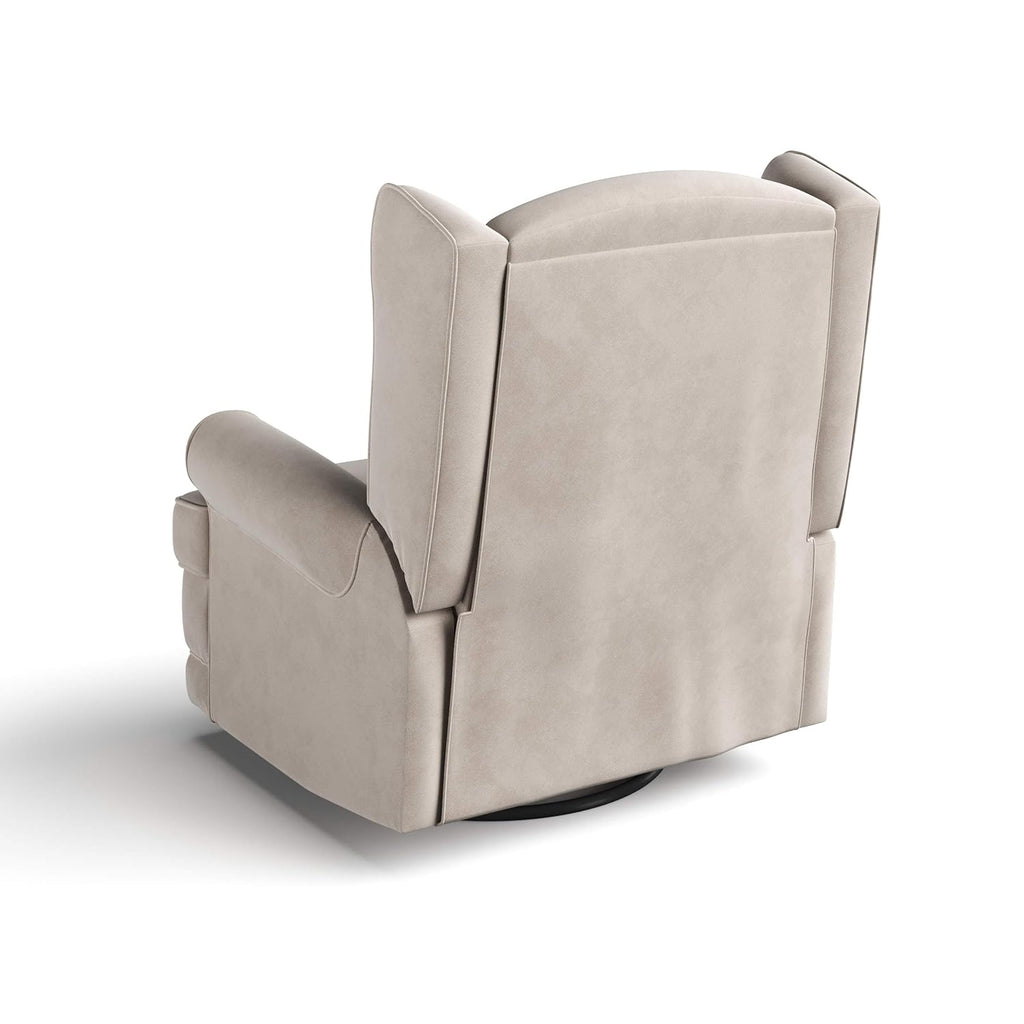 Storkcraft Serenity Glider Recliner Nursery Chair with USB Charging Port (Ivory) – Premium Upholstered Nursery Glider Recliner with Manual Recline Function, Dual USB Charging