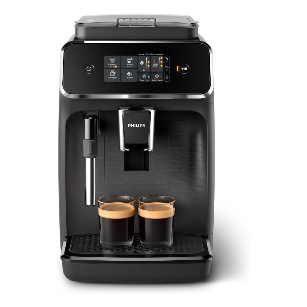 Philips 2200 Series Fully Automatic Espresso Machine, Classic Milk Frother, 2 Coffee Varieties, Intuitive Touch Display, 100% Ceramic Grinder, AquaClean Filter, Aroma Seal, Black (EP2220/14)