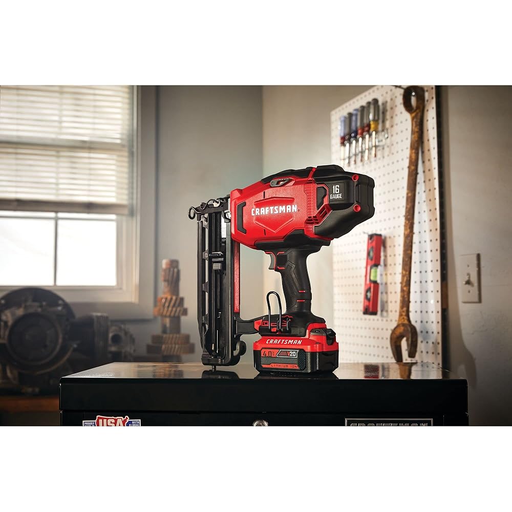 CRAFTSMAN V20 Cordless Finish Nailer Kit, Nail Gun, 16GA, 2-1/2 Nails, Battery and Charger Included (CMCN616C1)