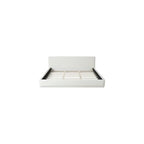 King Size Upholstered Bed with Velvet Fabric, Modern Upholstered Platform Bed with Headboard and Solid Frame for Bedroom, No Box Spring Needed, White