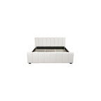 King Upholstered Bed with Thick Headboard and Footboard, Beige