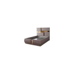 Lorenzo Modern Gold Detailed Tufted King Bed Made with Wood in River Sand Gray