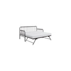 Constance 78.5" W Contemporary Metal Frame Daybed with Lift-Up Trundle, Folding Legs & Casters in Dark Bronze Finish