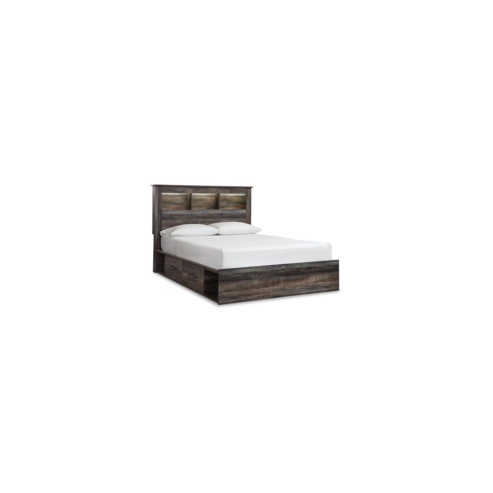 Queen Bookcase Bed with 4 Storage Drawers