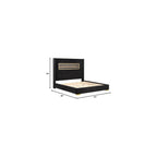 Calliope Modern Boucle Bed Frame with 3D Fireplace Headboard, Bluetooth Speaker and USB Slot, Upholstered Bedframe, No Box Spring Required for Home, Bedroom, Queen, Black