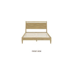Adept Wooden Bed Frame with Headboard, Solid Wood Foundation with Silent Slats and Wood Central Supports, 1000 Lb Capacity, Effortless Assembly, Queen - Sand