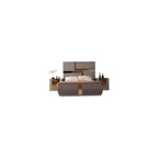 Lorenzo Modern Gold Detailed Tufted King Bed Made with Wood in River Sand Gray