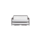 Constance 78.5" W Contemporary Metal Frame Daybed with Lift-Up Trundle, Folding Legs & Casters in Dark Bronze Finish