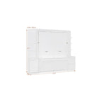 Queen Murphy Bed with Storage Shelves and Desk,Cabinets,Lights,White