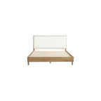 Queen Size Platform Bed Frame, with Boucle Upholstered Headboard, Oak