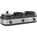 CULINARY CHEF SC3105-SS, Slow Cooker, Buffet Server 3 Pot, Food Warmer Stainless