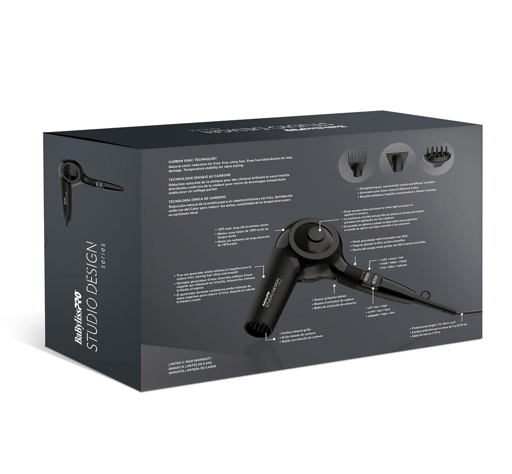 BaBylissPRO Studio Design Series Sensor 1875 Watt Hair Dryer, Hair Styling &amp; Appliances