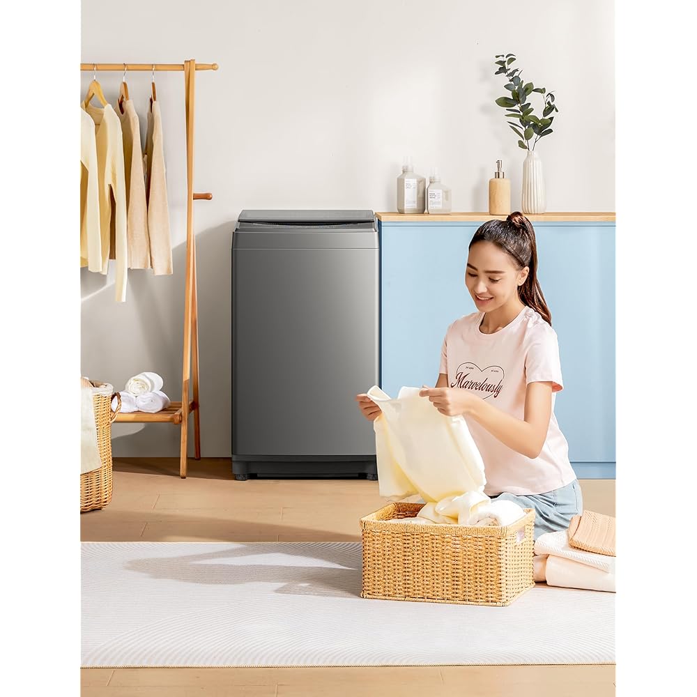 COMFEE’ 1.6 Cu.ft Portable Washing Machine, 11lbs Capacity Fully Automatic Compact Washer with Wheels, 6 Wash Programs Laundry Drain Pump, Ideal for Apartments, RV, Camping, Magnetic Gray