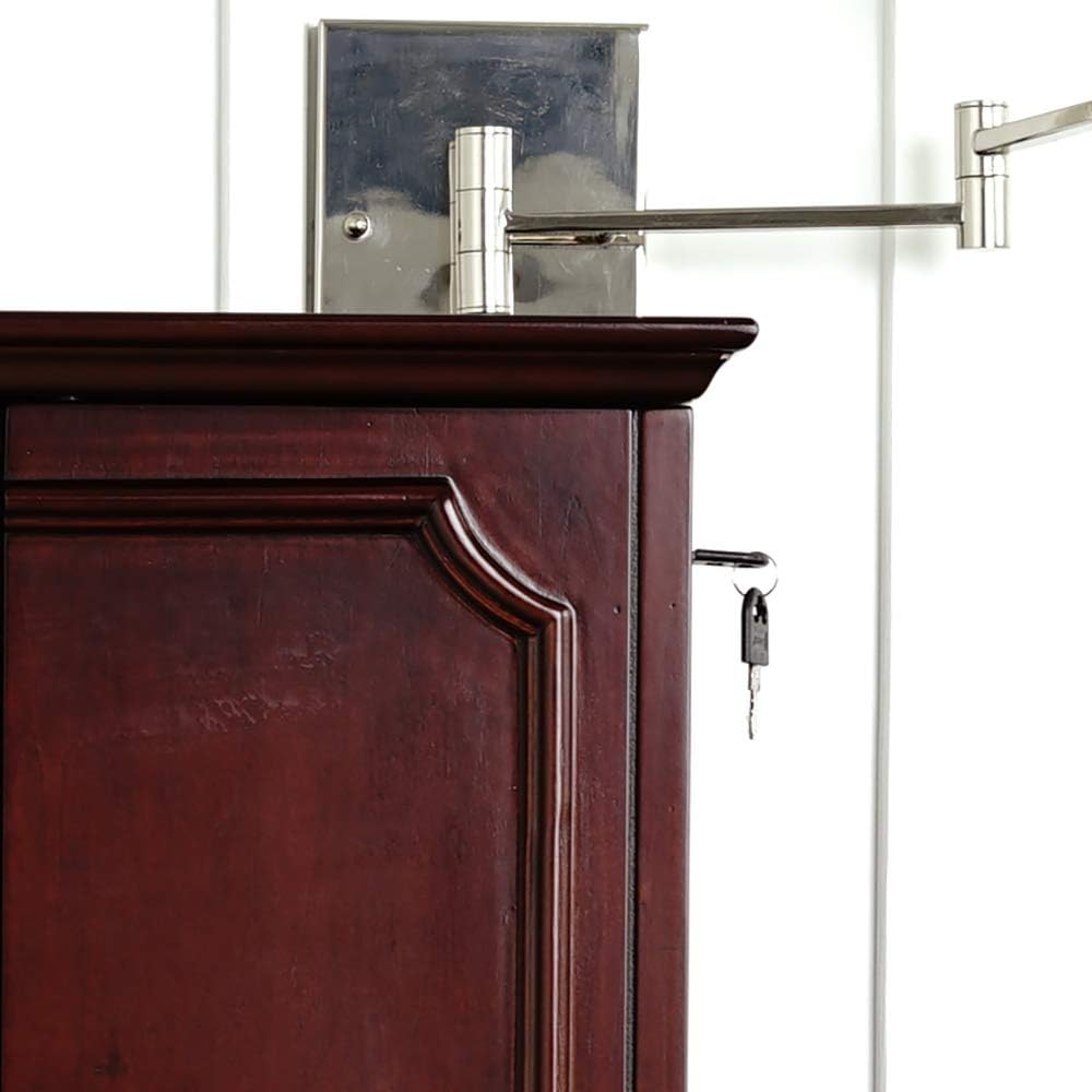 Hives and Honey Casey Fully Locking Jewelry Armoire – Wood Cabinet with Mirror, 7 Storage Drawers, Necklace Hooks, Anti-Tarnish Lining, Divided Compartments – Cherry